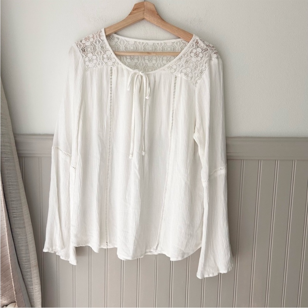 Charming Charlie Ivory Lace Blouse size large